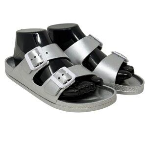 Mia Womens Jasmin Silver EVA Slip-On Sandals With Double Adjustable‎ Straps Sz 8